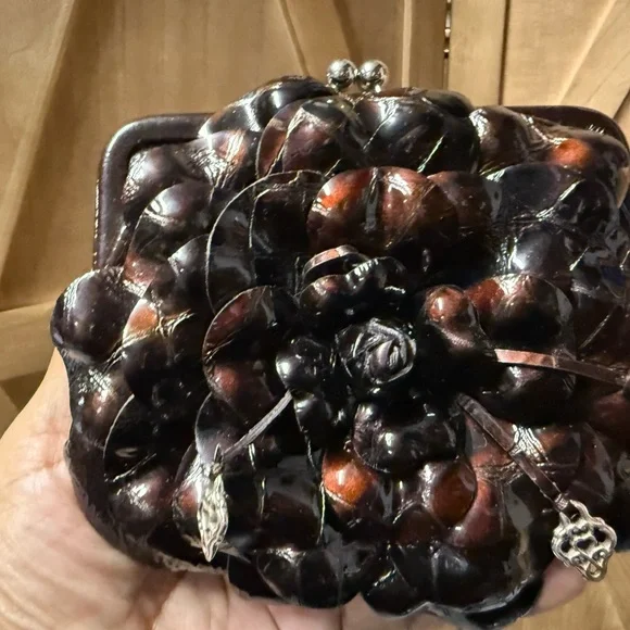 Brighton Preloved Brown Patton Floral Leather Clutch - Picture 9 of 9